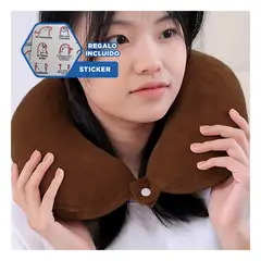 GENERICO - Almohada para Descanso de Cuello en Marron Y+Regalo Stickers