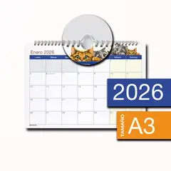 MIHUACO - Planner Planificador calendario 2026-A3- Gatitos -anillado