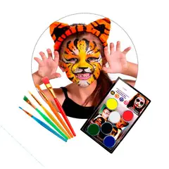 MASK COLORS - Maquillaje Niños , Caritas pintadas 6 colores + Set de pinceles