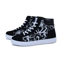 DANWEILE - Zapatillas de lona cómodas de caña alta y moda Negro