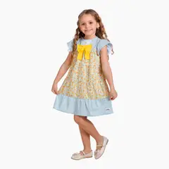 NATA COTON - VESTIDO ALGODON NIÑA LAZO AMARILLO