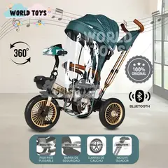 VOYAGE - Triciclo Guiador 3 En 1 «GOLDEN PRIME» con Bluetooth Green