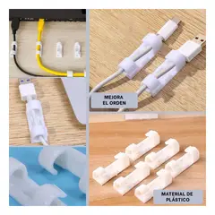 GENERICO - Clips Organizadores de Cables de 16 Piezas en Blanco