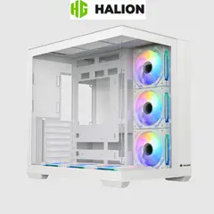 HALION - Case Gamer FISH TANK C708 Panel Lateral Vidrio Templado