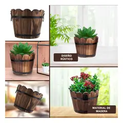 GENERICO - Pack2 Macetero de Flores 12cm Marron Y+Regalo Stickers