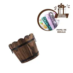 GENERICO - Pack12 Maceta de Madera 12cm en Marron Y+Papel de Regalo