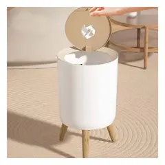 GENERICO - Pack2 Tacho de Basura con Tapa Push y Patitas de madera