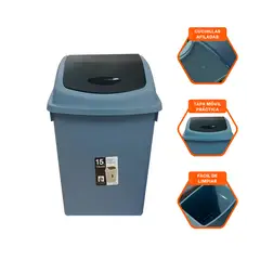 GENERICO - Tacho de Residuos con Tapa Vaiven de 15L en Color Azul