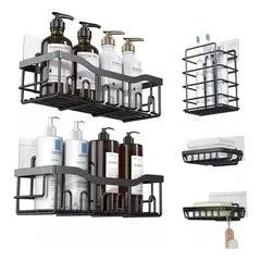 EVERSO - Set 5 Organizadores Esquineros De Ducha Colgadores Jaboneras