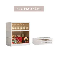 GENERICO - Estante Plegable de 2 Niveles con Puertas Imantadas Blanco