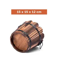 GENERICO - Pack6 Vasija para Flores de Madera Barril Marron 12cm