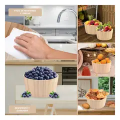 GENERICO - Cubeta Ligera de Madera para Guardar Alimentos de 24x11cm