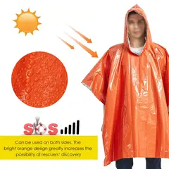 GENERICO - Poncho SURVIVAL impermeable TERMICO aluminizado NARANJA