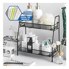 GENERICO - Pack6 Organizador 2 Niveles en Negro Y+Papel de Regalo