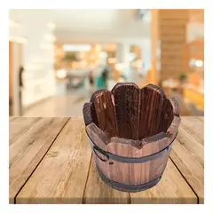 GENERICO - Pack6 Vasija para Flores de Madera Barril Marron 12cm