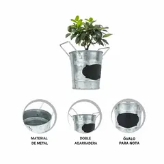 GENERICO - Macetero Apuntes en Ovalo Puntas Plateado Y+Papel de Regalo