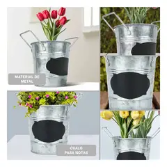 GENERICO - Macetero Nota Ovalo con Puntas en Plateado Y+Regalo Stickers