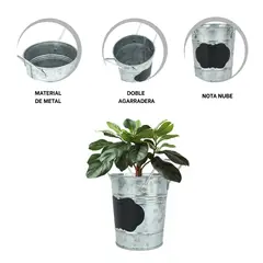 GENERICO - Pack4 Macetero Cuadro Apuntes en Plateado Y+Regalo Stickers