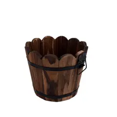 GENERICO - Pack6 Vasija para Flores de Madera Barril Marron 12cm