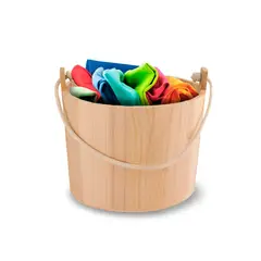 GENERICO - Cubeta 24x20cm con Asa de Soga Tejida en Tono Madera