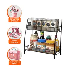 RYBIU IMPORT - Pack2 Estante para el Hogar con 2 Niveles Moderno Negro