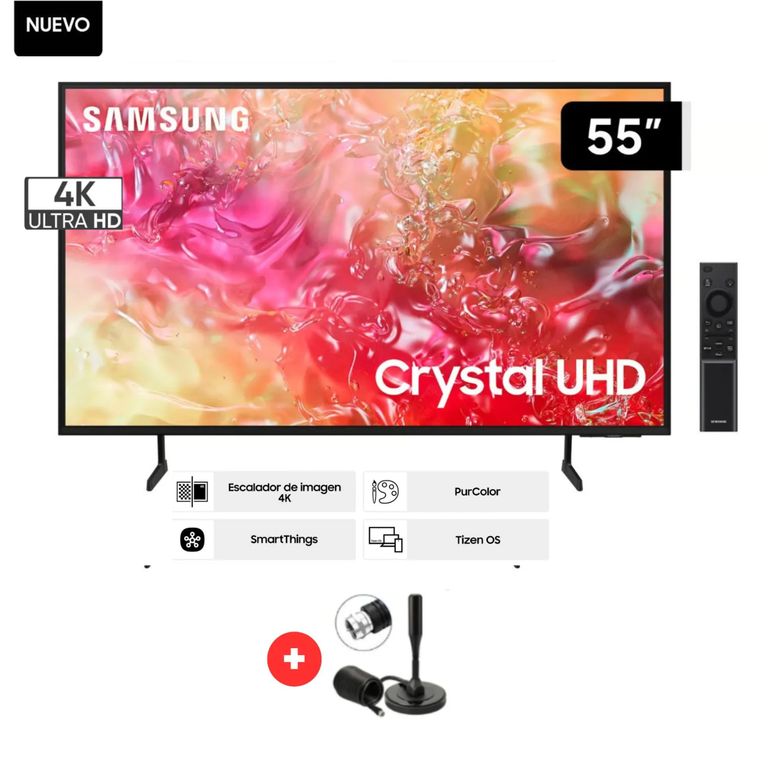Televisor LED 55 Crystal UHD 4K Tizen OS Smart TV 55DU7000 + ANTENA DIGITAL