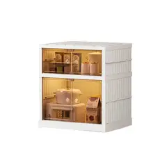 RYBIU IMPORT - Estante Plegable de 2 Niveles con Puertas Imantadas Blanco
