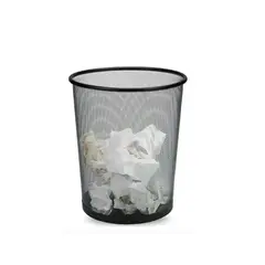 RYBIU IMPORT - Tacho con Malla Metalica de Basura Circular en Color Negro