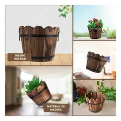 GENERICO - Macetero Modelo Barril con Borde Ondeado de 12cm en Marron