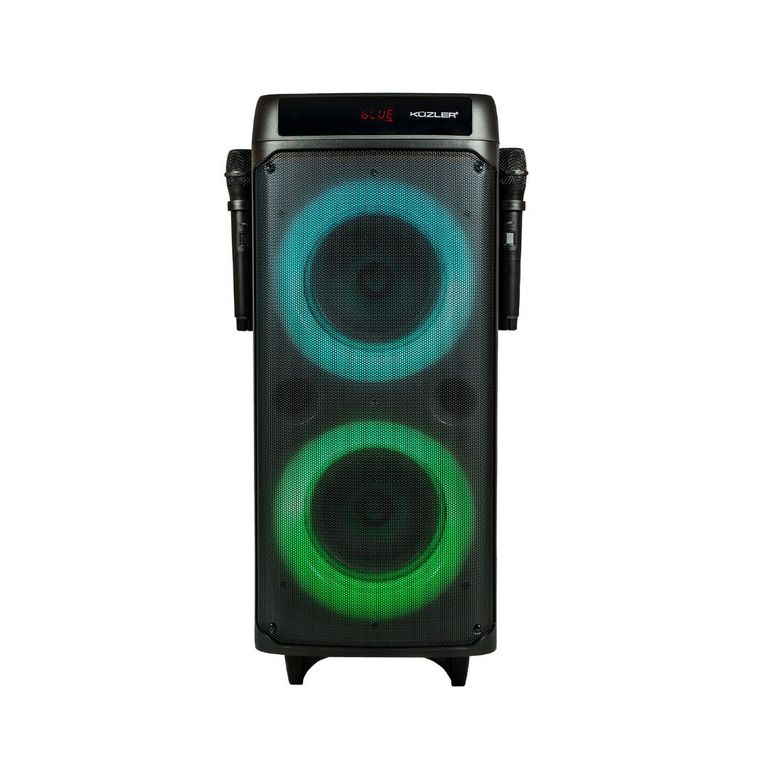 PARLANTE KARAOKE CON 2 MICROFONOS 1600W HELGE-101