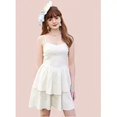 GENERICO - VESTIDO LOLITAS CON VOLANTES CREMA