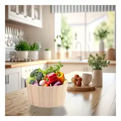 RYBIU IMPORT - Pack6 Recipiente de Madera 24x11cm Y+Regalo Stickers