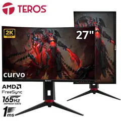 TEROS - Monitor curvo TE-2767G, 27" QHD VA, 180 Hz, 1 ms, HDMI, DP