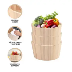 RYBIU IMPORT - Pack6 Recipiente Minimalista de Madera para Verduras 20x10cm