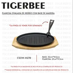 TIGERBEE - PLANCHA OVALADA DE HIERRO CON BASE DE MADERA