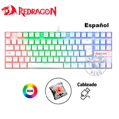 REDRAGON - Teclado Mecánico Gamer K552W-RGB KUMARA 80% Español Blanco