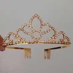 GENERICO - Corona tiara dorada mediana cumpleaños princesa Snow