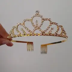 GENERICO - Corona tiara dorada mediana cumpleaños princesa Mile