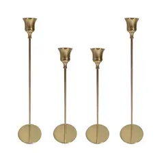 GENERICO - Porta Velas Resistentes de 4 Piezas en Color Dorado