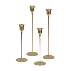 GENERICO - Porta Velas Resistentes de 4 Piezas en Color Dorado