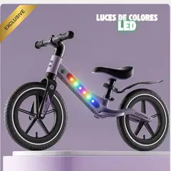 GENERICO - Bicicleta Balance Nylon Luz LED Para Niños-Violeta