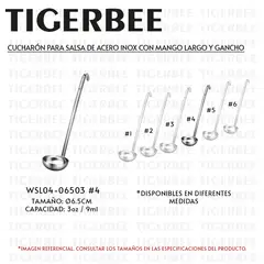 TIGERBEE - CUCHARÓN PARA SALSA DE ACERO INOX CON MANGO LARGO Y GANCHO DE 3oz