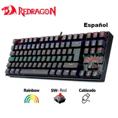 REDRAGON - Teclado Mecánico K552 KUMARA Rainbow Black Español Switch Red