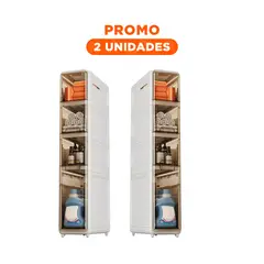 GENERICO - Pack2 Armario Organizador con Puertas en Blanco de 4 Niveles