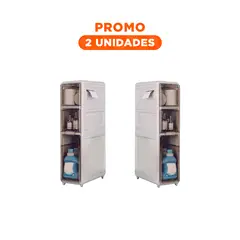 GENERICO - Pack2 Armario Organizador con Puertas en Blanco de 3 Niveles