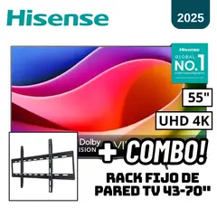 HISENSE - TELEVISOR 55 SMART TV VIDAA 4K UHD LED - 55A5NV + RACK FIJO