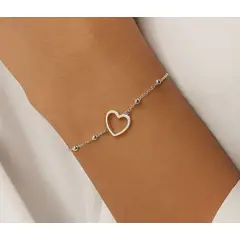 JOYERIA D'PILMER - PULSERA DE PLATA CORAZON CALADO
