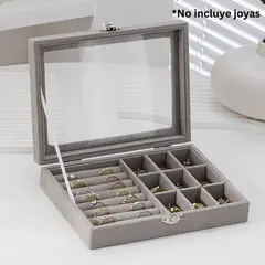 GENERICO - Joyero Multifuncional Premium Con Tapa y Broche - Color Gris