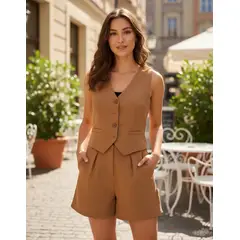 GENERICO - Conjunto sastre para dama short y chaleco