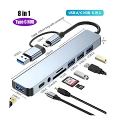 GENERICO - Adaptador Multipuerto Tipo USB C 8 en 1